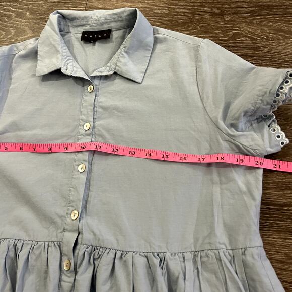 HATCH Maternity The Inez Eyelet Babydoll Shirt Dress Blue 100% Cotton 0 / XS EUC - Picture 13 of 15